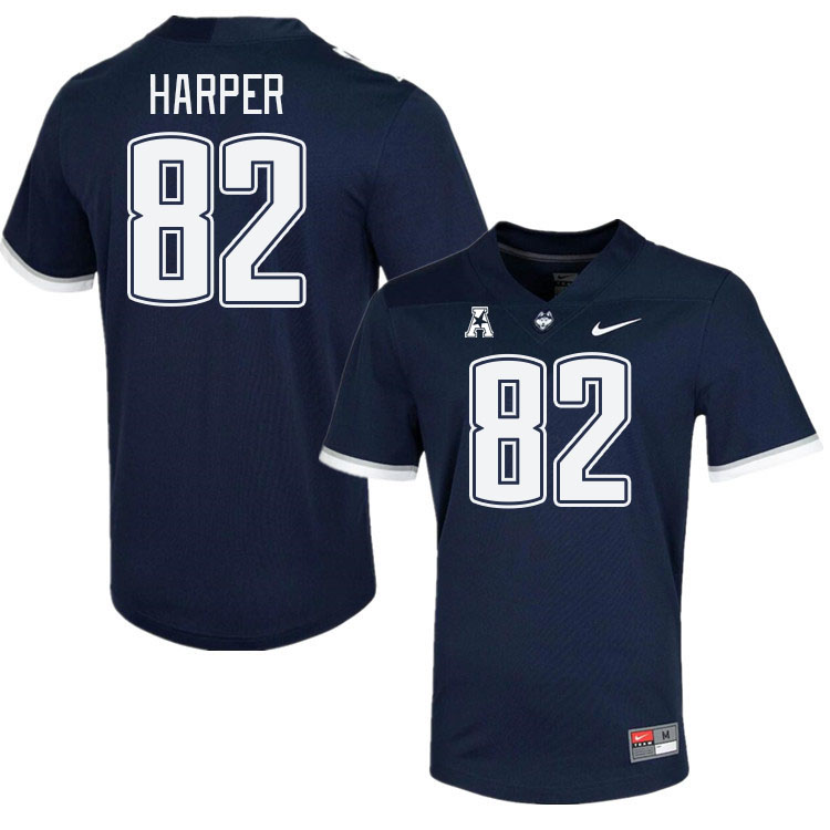 Men #82 Jackson Harper Connecticut Huskies College Football Jerseys Stitched Sale-Navy